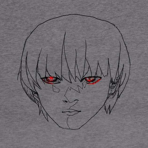 Beautiful manga ghoul (black line, red eyes) by Axele's super-cool-store
